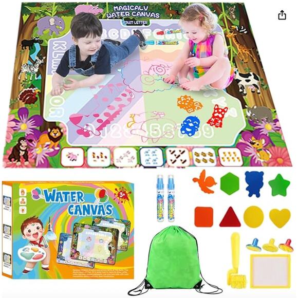 Magic Water Doodle Drawing Mat with Stamps, Roller & Backpack- No Mess - Picture 1 of 6